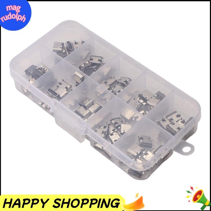 100 Pçs/Lote 10 Modelos Tipo-C Conectores De Doca De Carregamento USB Mix 6Pin E 16Pin Uso Para Telefone Kits De Reparo 