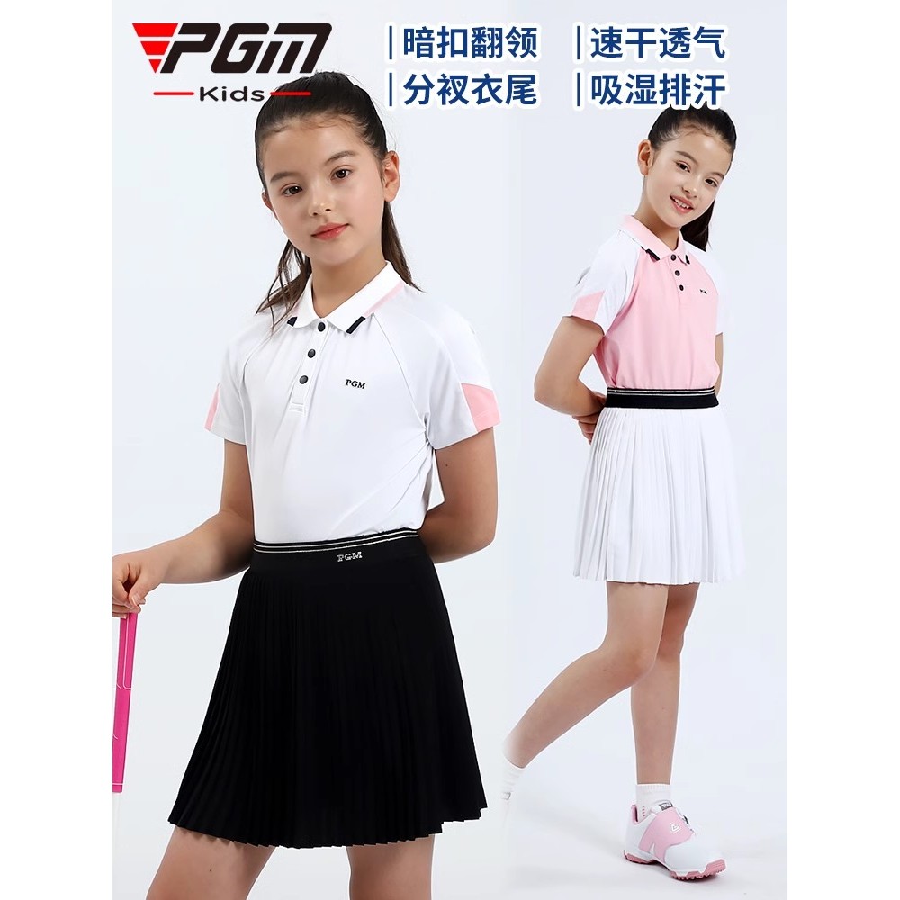 PGM roupas de golfe infantis roupas de tênis de verão meninas camiseta de manga curta juventude esportes topo roupas inf