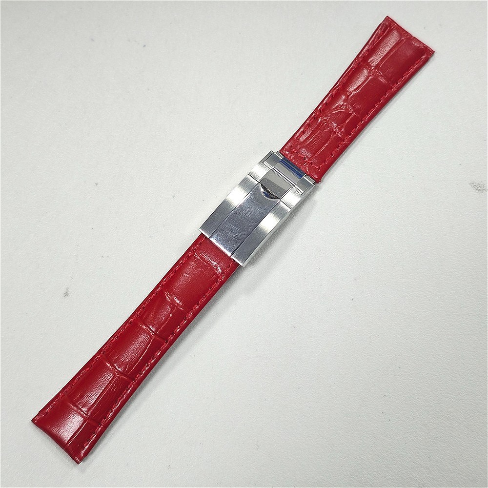 Para Rolex GMT Tudor Seiko 20mm Pulseira De Relógio De Couro Vermelho Fecho Ostra De Aço