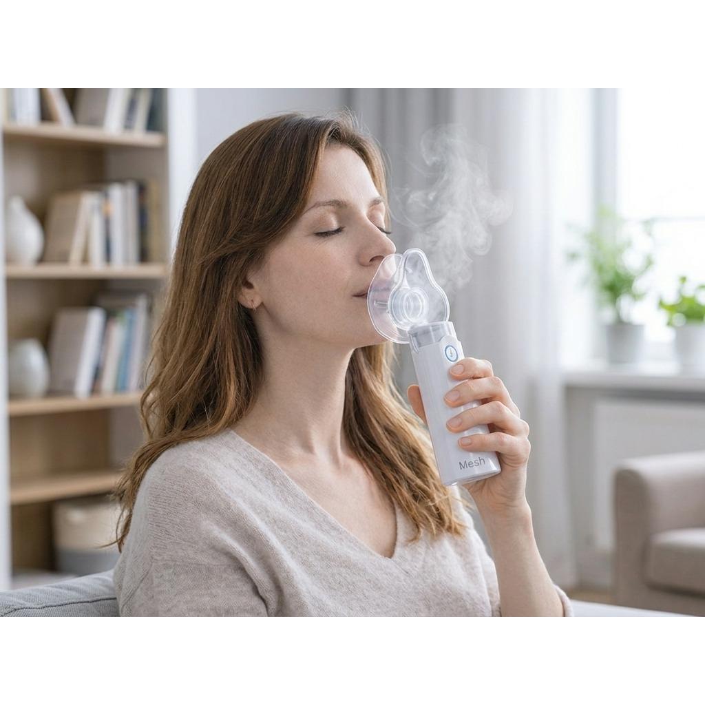 Nebulizador Inalador Portátil 16 mL com Máscaras, Bocal e Cabo USB