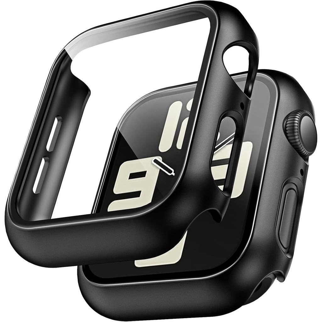 TAURI Pacote com 2 Capas Rígidas Compatíveis com Apple Watch Series 3/2/1 42mm, Protetor de Tela de Vidro Temperado 9H I