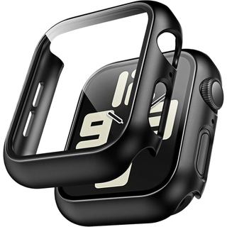 TAURI Pacote com 2 Capas Rígidas Compatíveis com Apple Watch Series 3/2/1 42mm, Protetor de Tela de Vidro Temperado 9H I