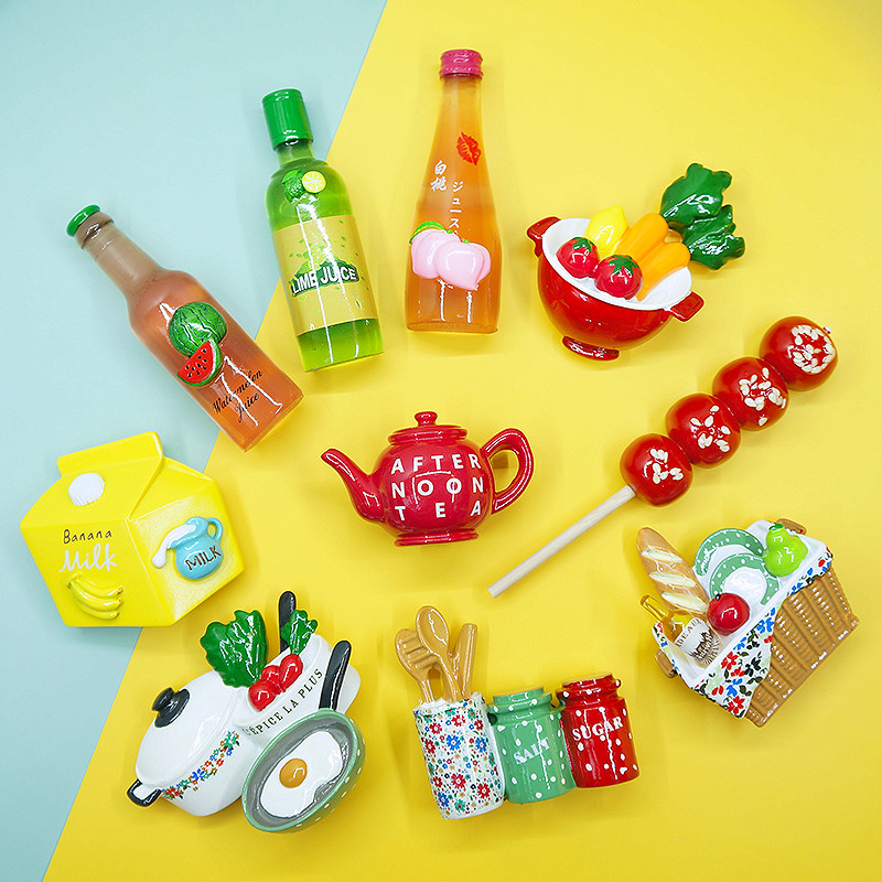 Dorothy novo produto criativo 3D tridimensional chá da tarde simulação comida bebida ins estilo geladeira adesivo ímã de