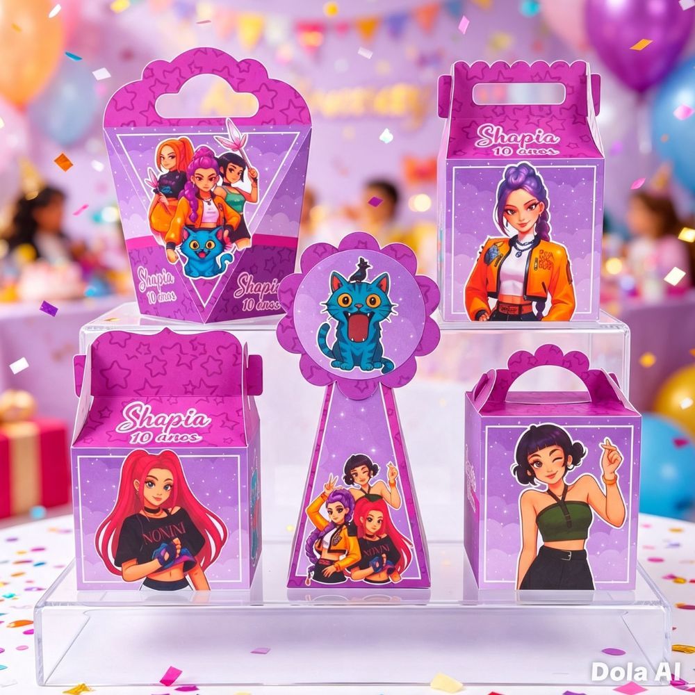Kit Festa Caixinhas GUERREIRAS DO K-POP lembrancinhas personalizadas para aniversario infantil decoração mimos
