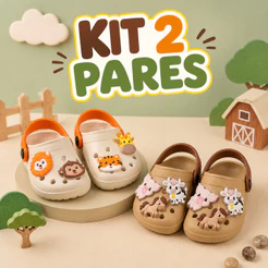 Kit 2 Sandálias Infantil Menino Leve Confortável Delicada Antiderrapante Animal Astronauta Escola