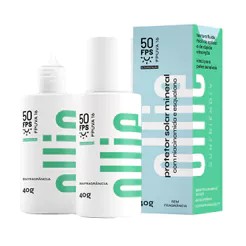 Protetor Solar Mineral Ollie FPS 50 Fluido Sem Fragrância 40g