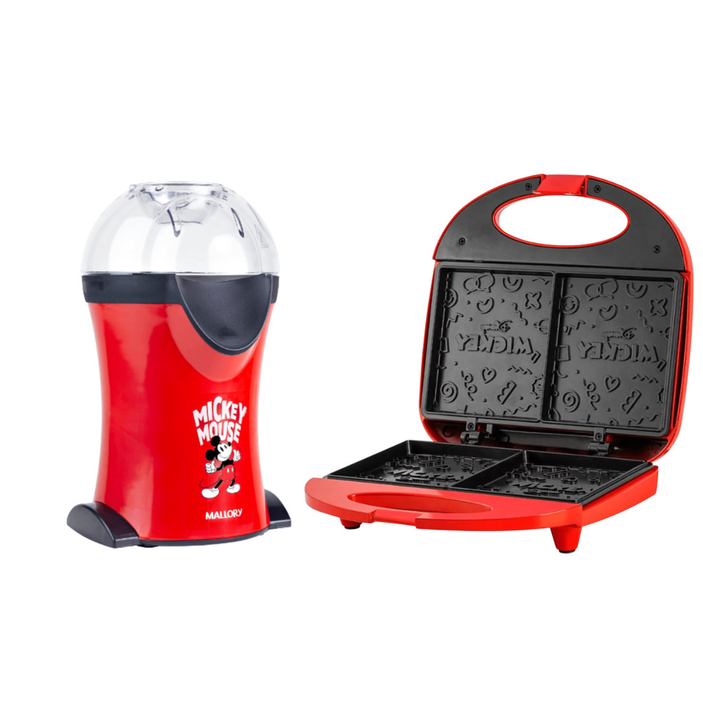 KIT MICKEY 2 EM 1 SANDUICHEIRA GRILL E PIPOQUEIRA SEM OLEO 127V