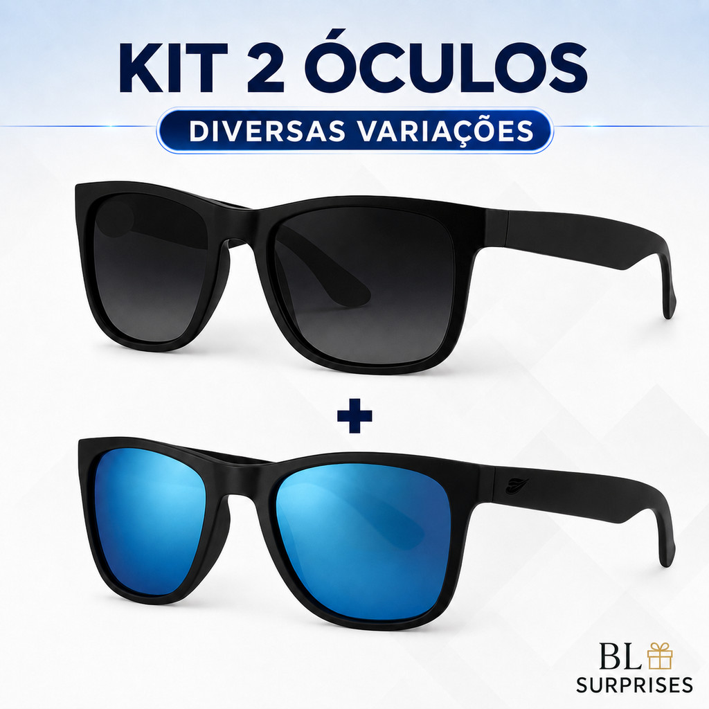 2 Óculos de Sol Estilo Justin Quadradinho UNISSEX Premium Diversas Cores | 100% Qualidade