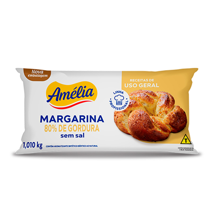 Margarina 80% Gordura Sem Sal Uso Geral 1,01kg Amélia