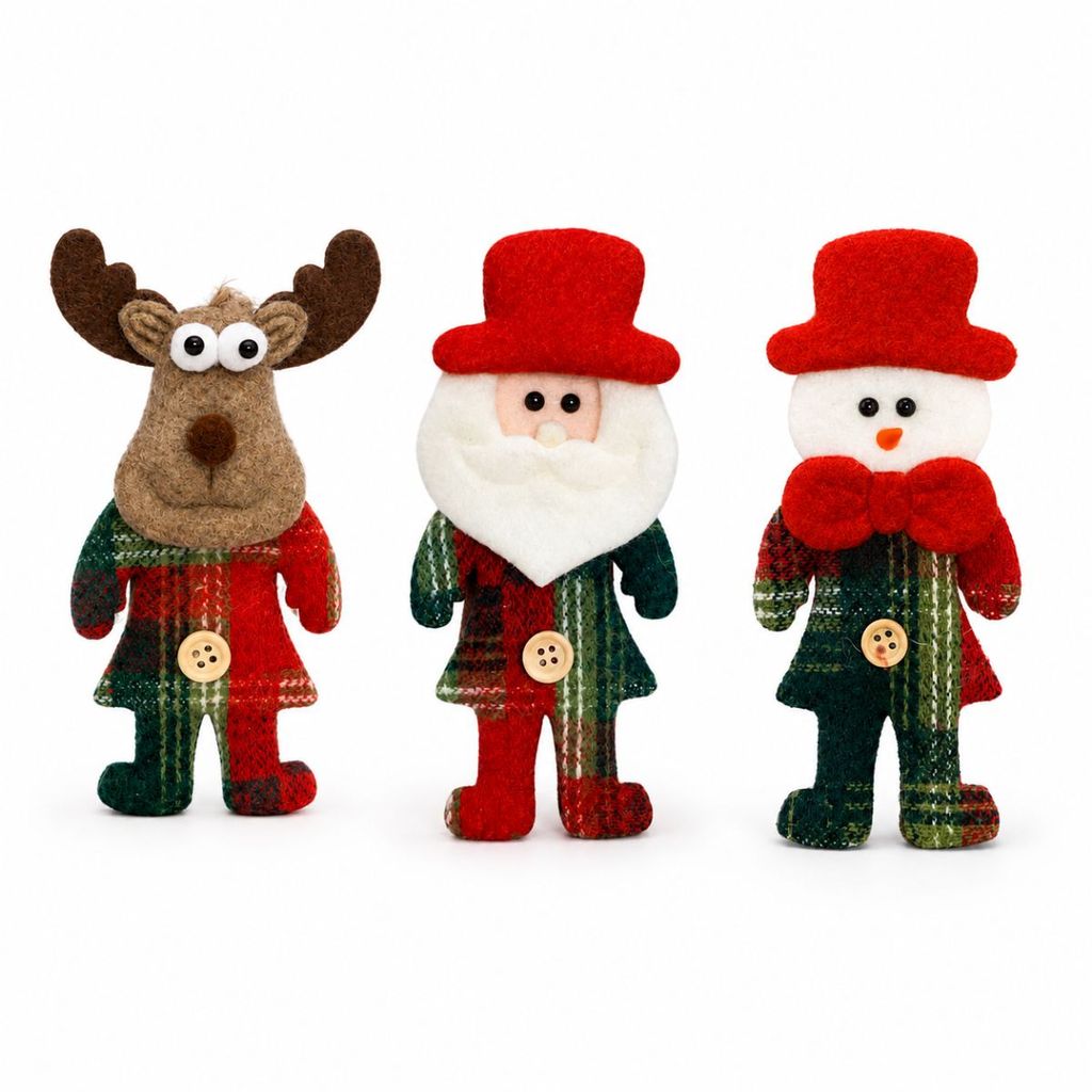 Pendente Papai Noel Pelúcia Boneco de Neve Enfeite Feliz Natal Árvore Decoração Festiva