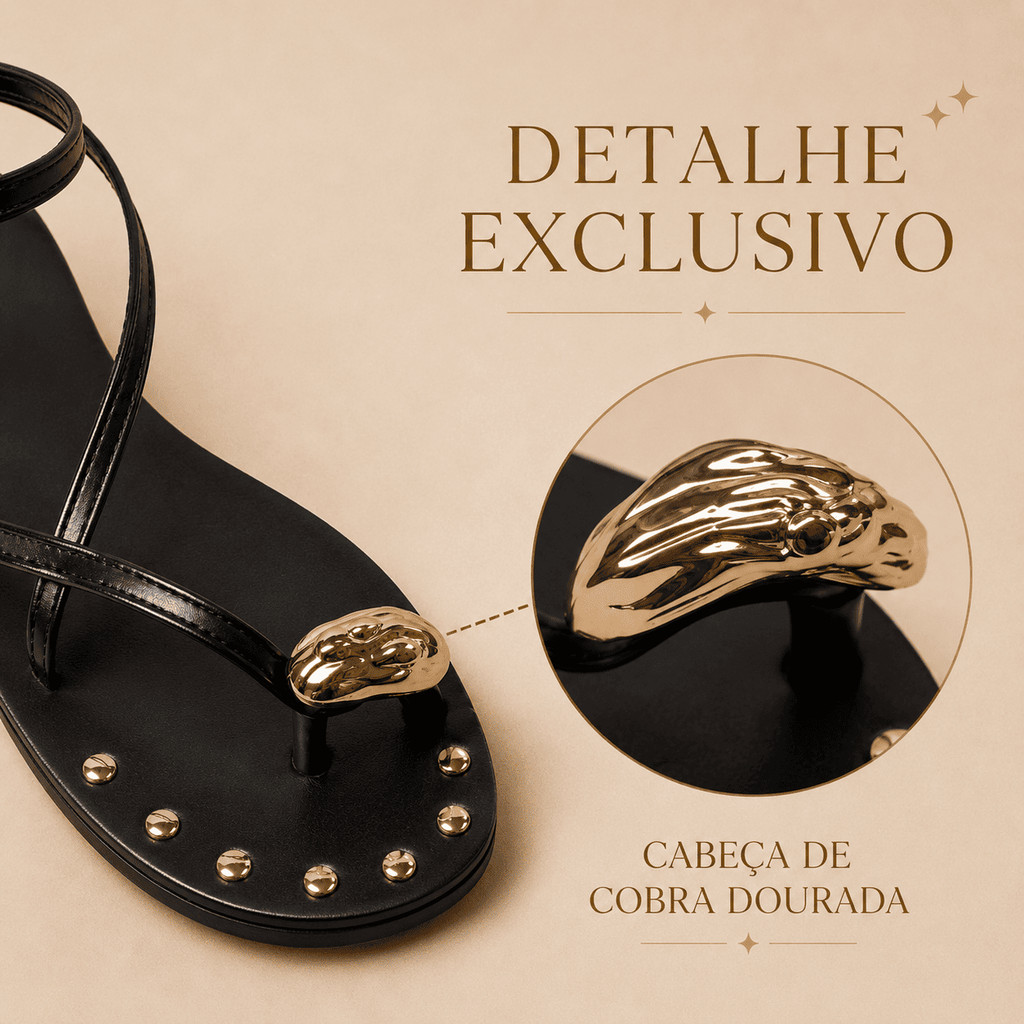 Rasteirinha Feminina Elegante Confortável Leve com Tiras Finas e Fivela Elegante Promoção — imagem 2 de 2