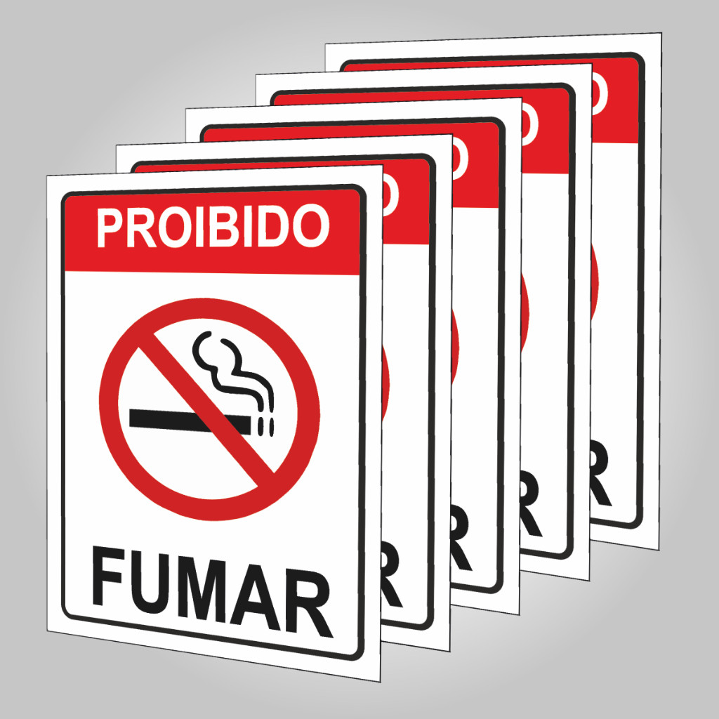Kit 5 Placas Proibido Fumar Plaquinha Proibido Fumar 5 Unidades - Lei Federal