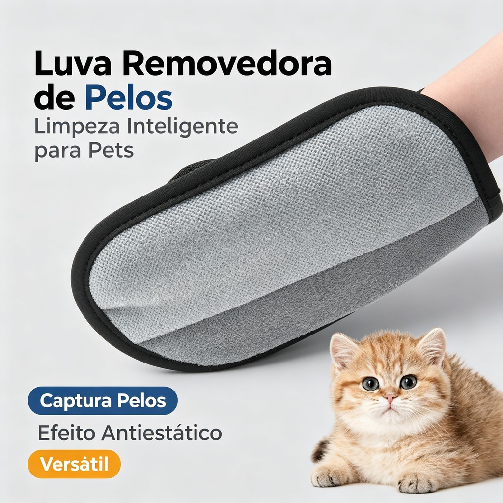 Luva Removedora de Pelos para Cães e Gatos Multifuncional Limpa Roupas Sofás Lençóis e Estofados