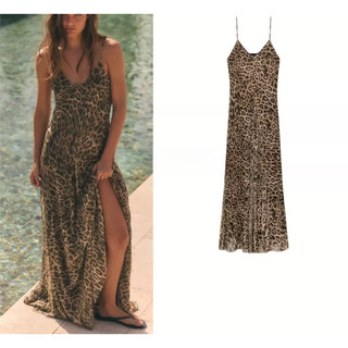 Verão novos produtos feminino Animal impresso malha de seda vestido estilingue 5039406