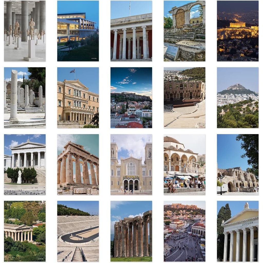 xtvinvm Cartões Postais de Viagem de Atenas, Grécia, Europa, do Mundo Todo, Pacote de Cartões Postais Vintage para Envio