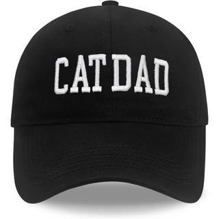 Presentes para Pais de Gatos, Boné de Beisebol Ajustável com Letras Bordadas para Pais de Gatos, Preto