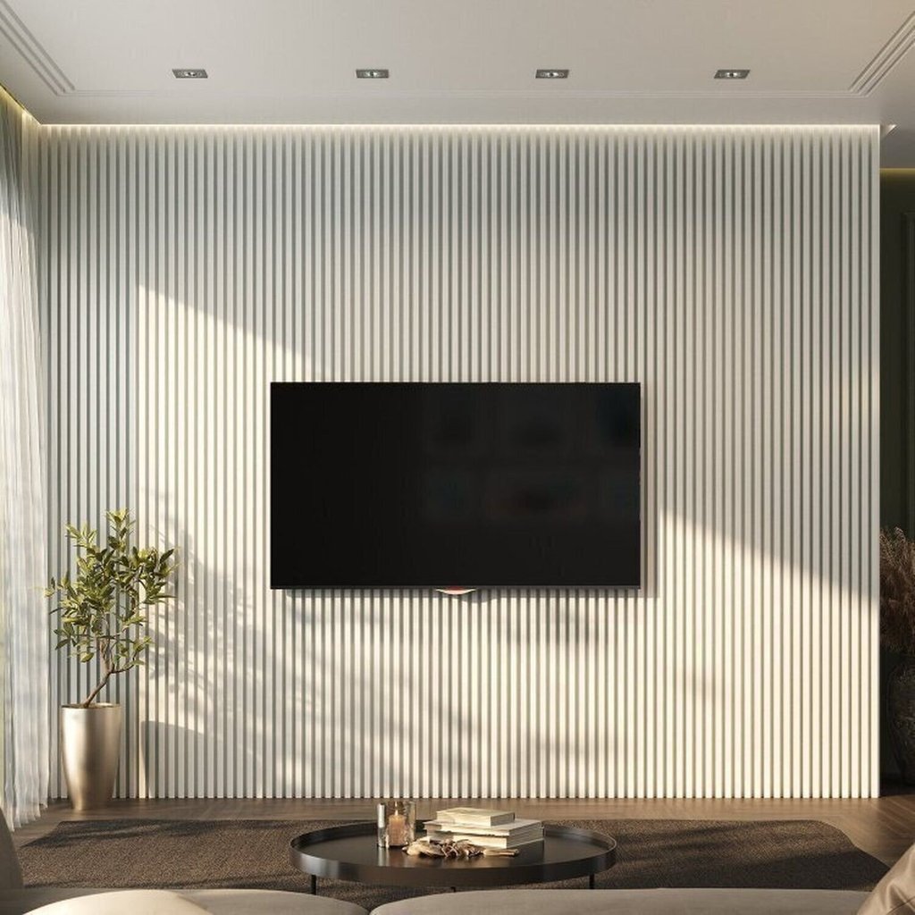 Painel Ripado de PVC 4 Barras de 2,70MX15CM (1,62m²) Bariri Branco Gelo