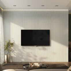 Painel Ripado de PVC 4 Barras de 2,70MX15CM (1,62m²) Bariri Branco Gelo