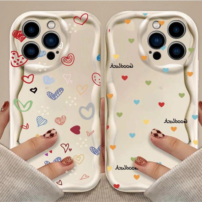 Feminino Pequeno Coração Casal Onda Ponto Caso De Telefone Para Samsung Galaxy A17 A07 A55 A35 A27 A56 A36 A26 A16 A06 A