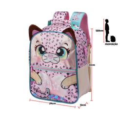 Mochila de Costas Infantil Menina Feminino Resistente Escolar Passeio Viagem Leve Gatinha Gata Bolsa