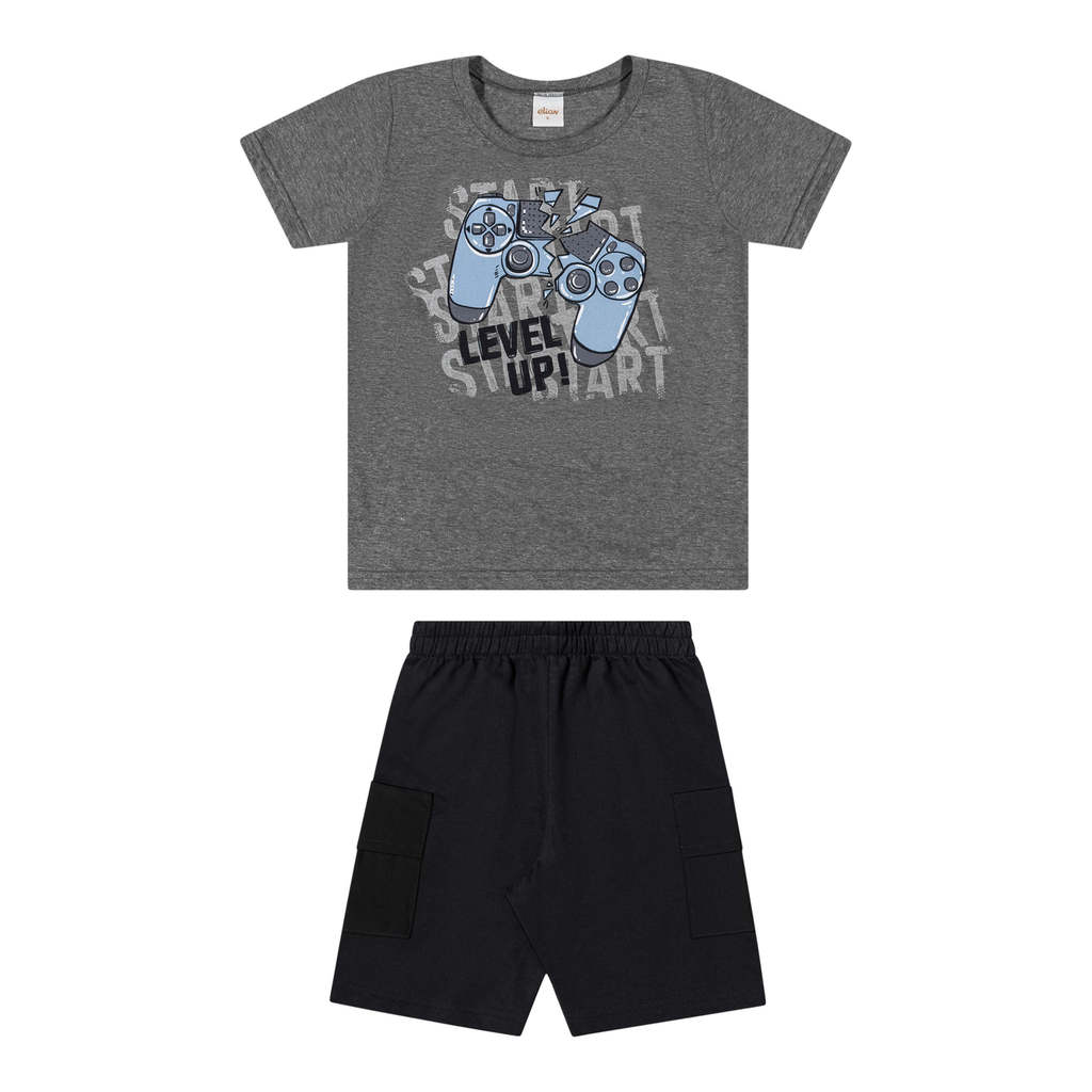 Conjunto Infantil Menino Level Up Elian Cinza