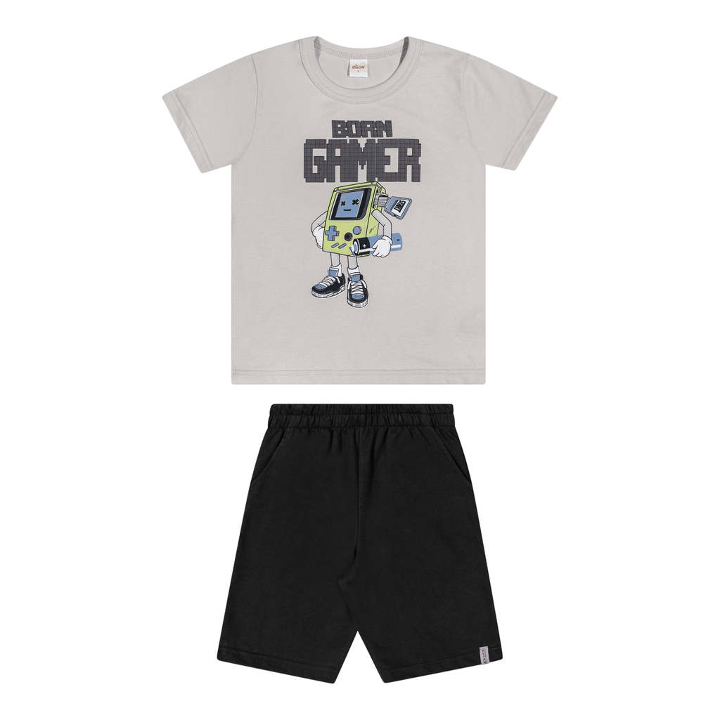 Conjunto Infantil Menino Gamer Elian Cinza