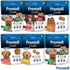 Premier Cookie Assados Crocantes 250g Sabores frutas vermelhas Coco Cães Filhotes Adultos Porte Pequeno