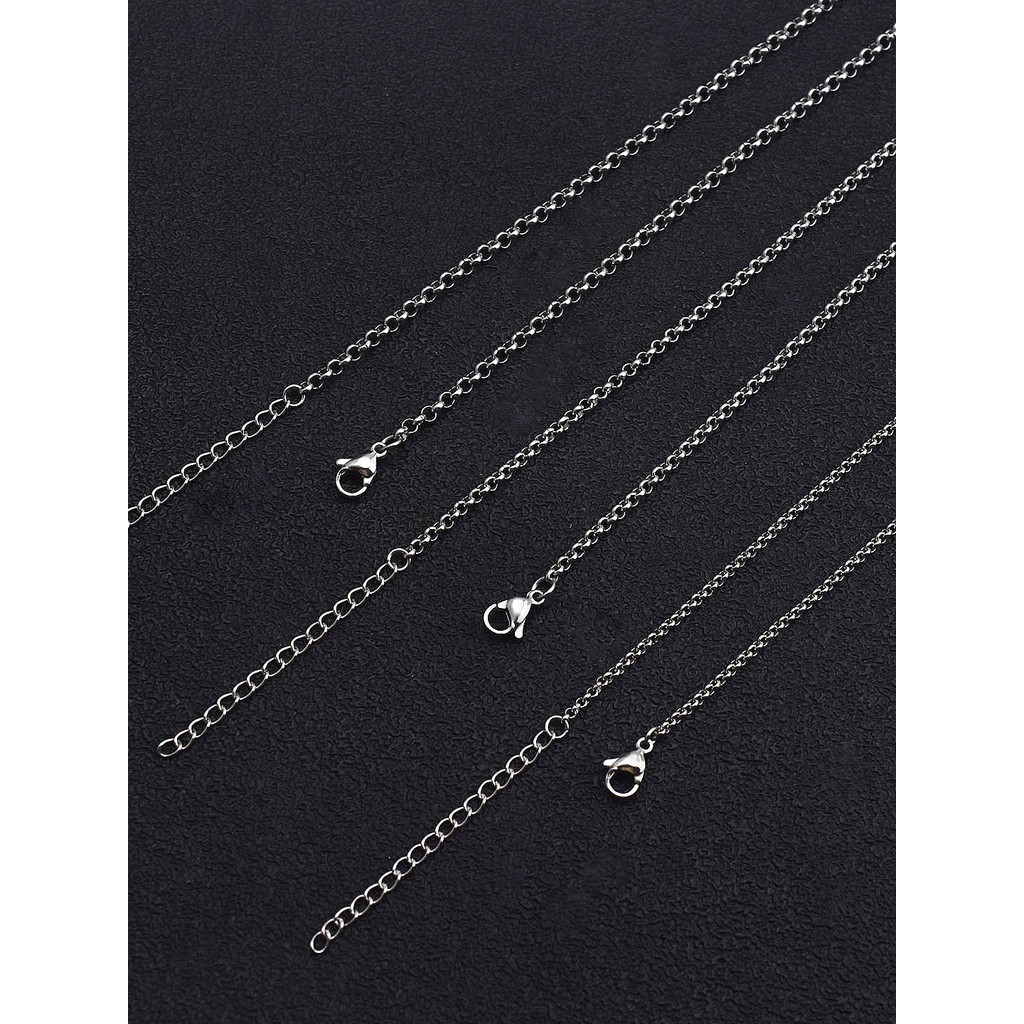 Corrente de pérola redonda de aço de titânio, moda All-Match, corrente única, anel redondo, acessórios de joias diy, cor