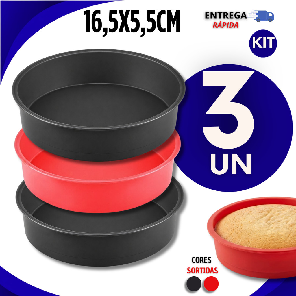 Formas Silicone Multiuso Forno Air Fryer Redonda 16,5x5,5cm Cores Sortidas Assadeira Não Gruda