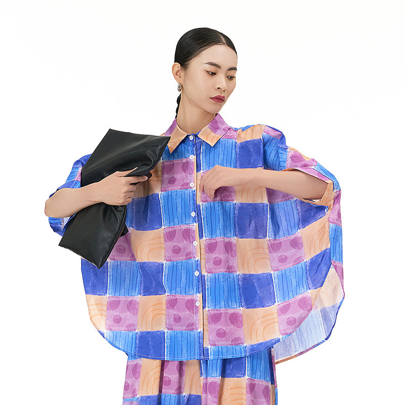 Olhos grandes [Roupas femininas estilo Yamamoto] Camisa de manga curta-3 cores verão Plus Size roupas femininas soltas m