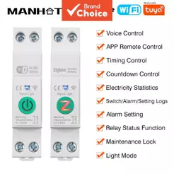 MANHOT Para Disjuntor Inteligente TUYA 63A WiFi, Interruptor de Controle Remoto Sem Fio com Proteção contra Sobrecarga e