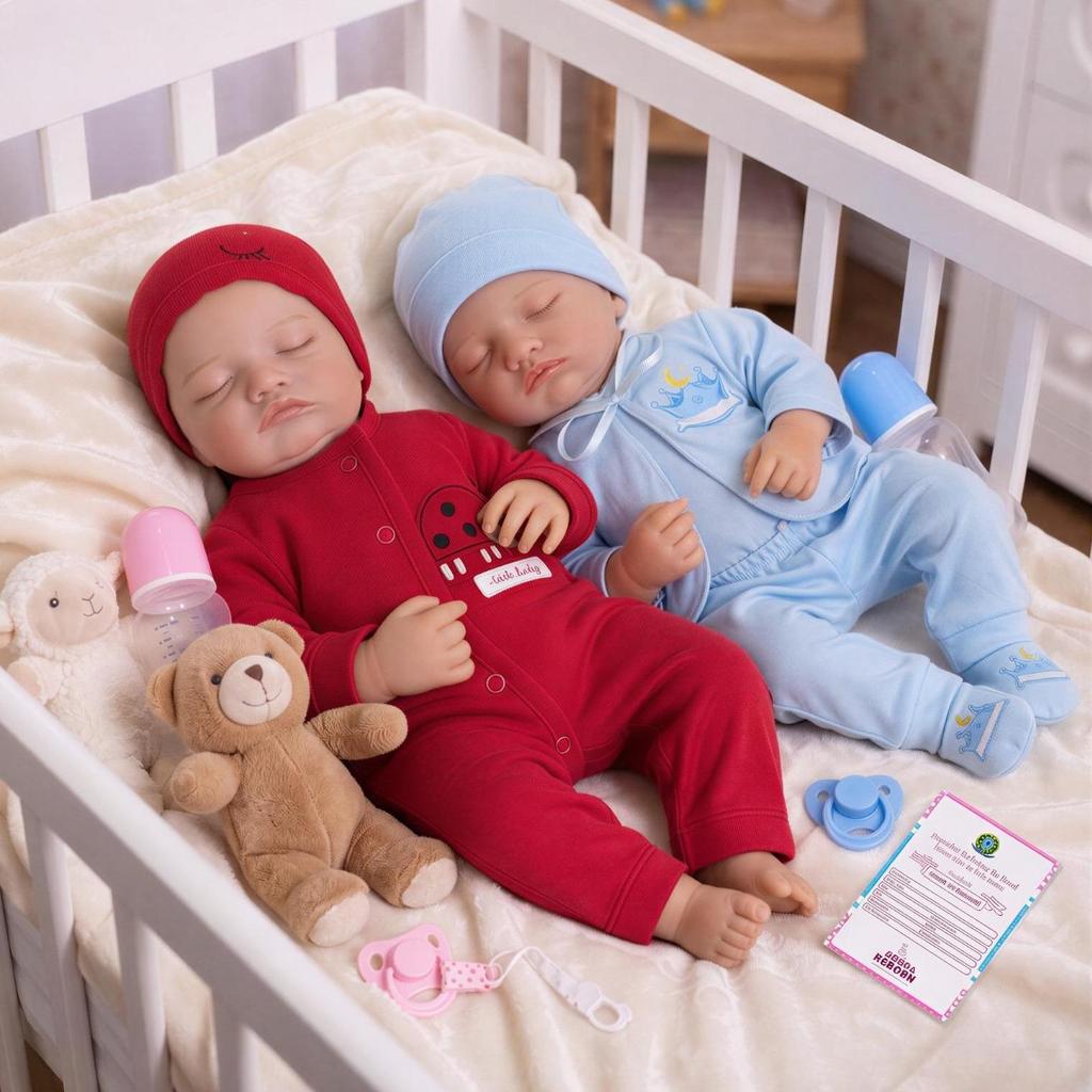 Gêmeos Bebê Reborn Boneca Irmãos Realista Menina e Menino Silicone Pode dar Banho