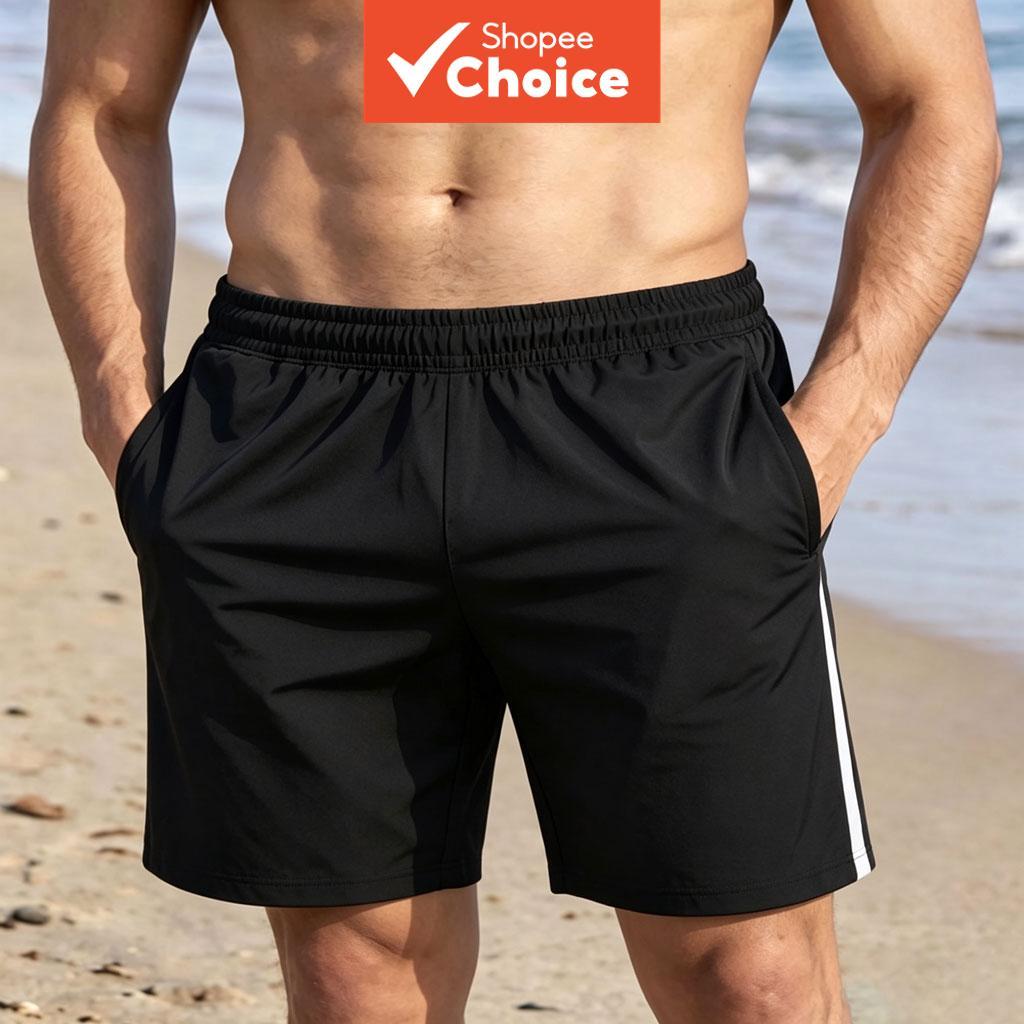 Shorts de banho masculino, roupas de praia masculina, shorts Lovito masculino, shorts masculinos para relaxar, shorts