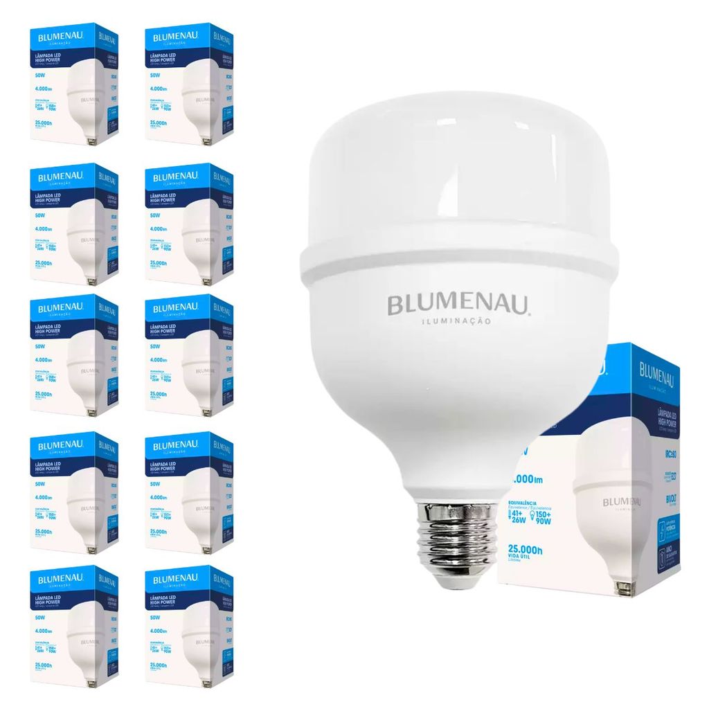 Kit 10 Lampada Led 50w Alta Potencia Bivolt 6500k Branco Frio Blumenau Iluminação