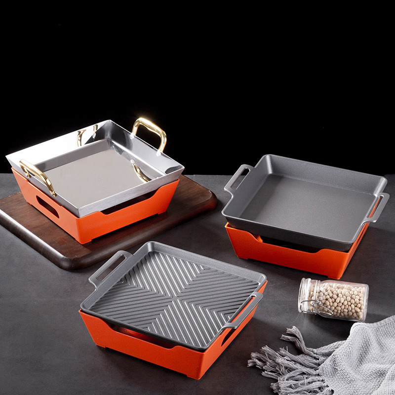 Novo estilo fogão de peixe grelhado lagosta Niuwa panela seca churrasco pan bife isolamento Grill pan frutos do mar gran