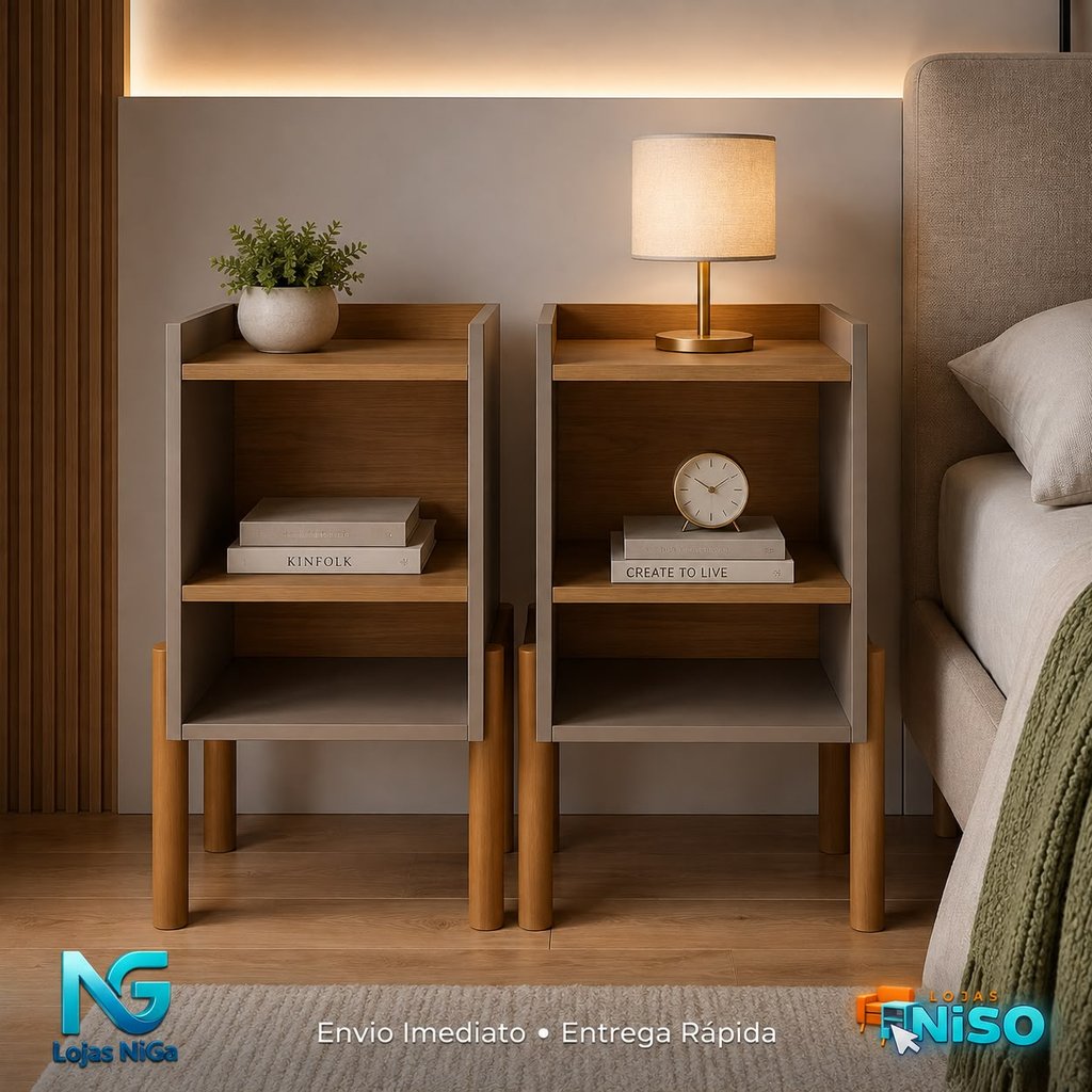 Kit Quarto Promocao 2 Mesas de Cabeceira TOM – Design Moderno, Organização e Elegância para o Seu Quarto