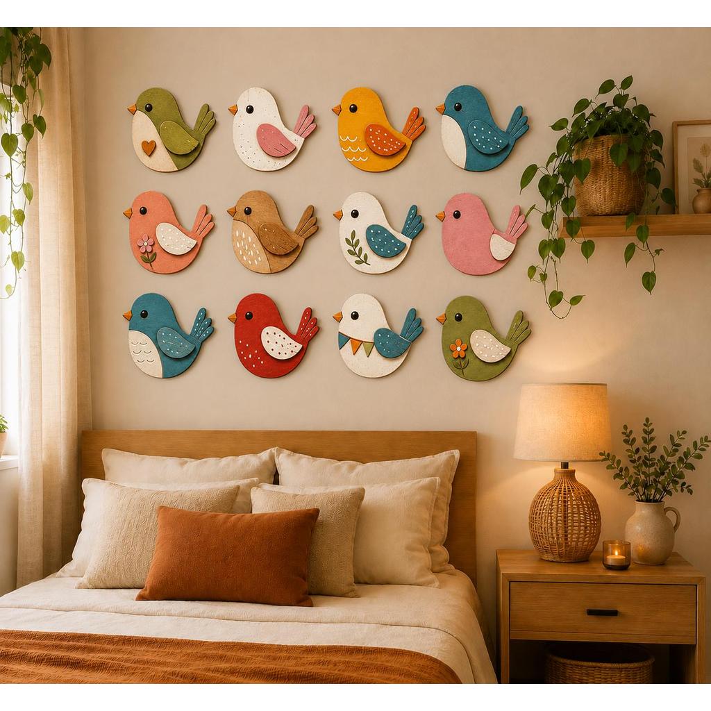 Kit Decorativo Passarinhos Coloridas – Decoração Criativa para Ambientes