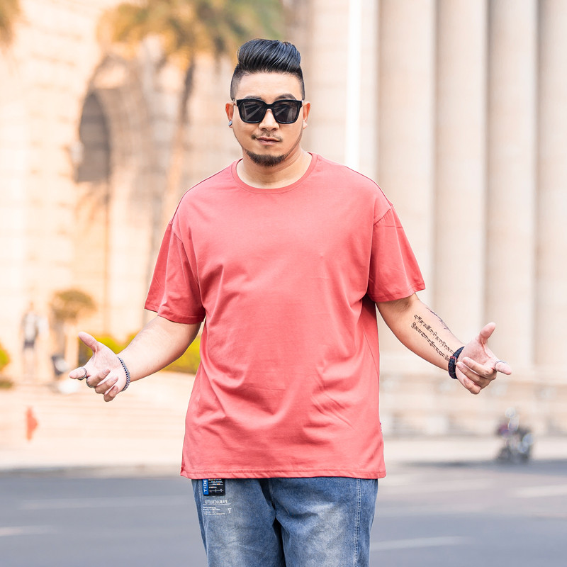 Gordo camiseta de manga curta masculina plus Size solto mais gordura mais roupas masculinas cara gordo roupas de algodão
