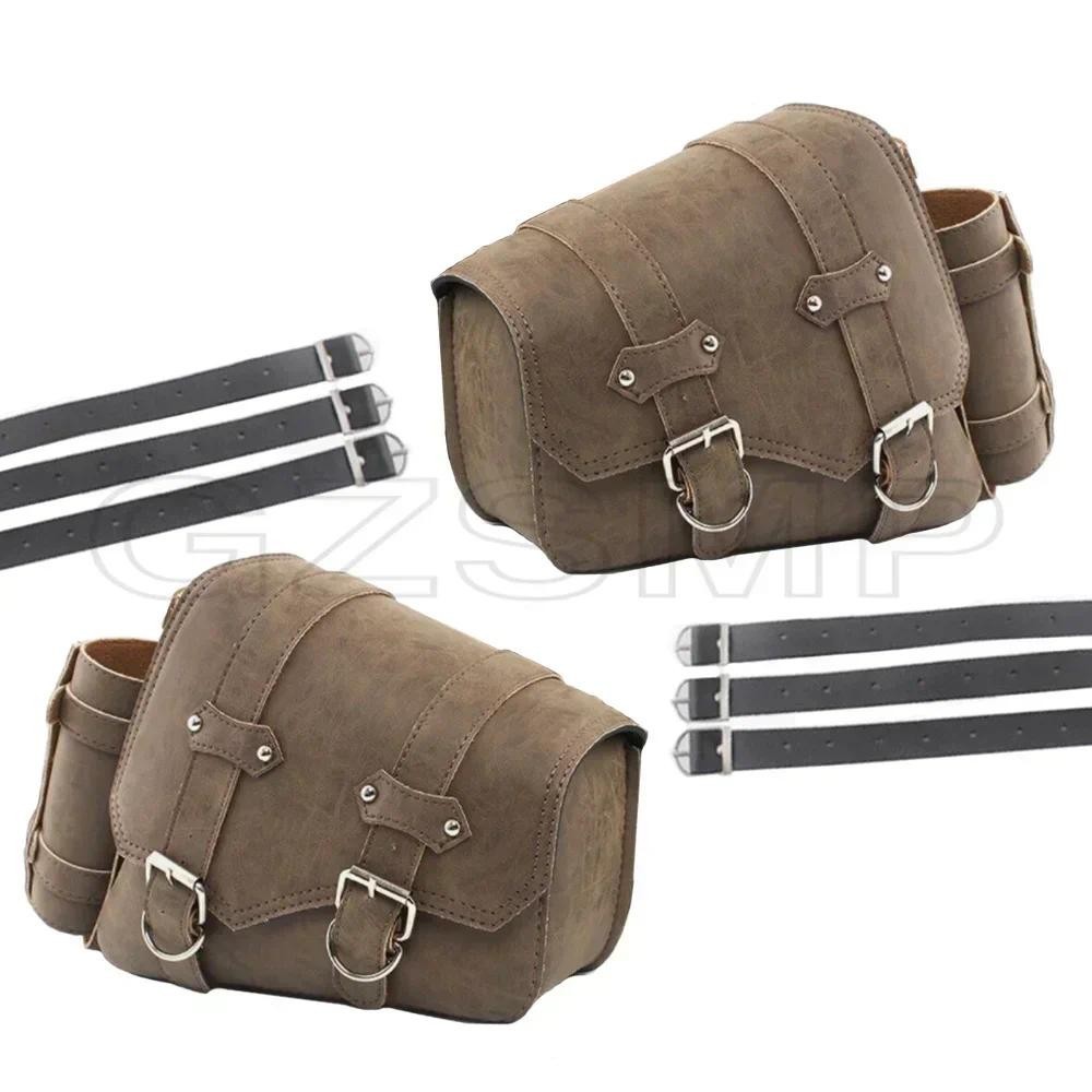Sacos De Sela Lateral De Couro Do Plutônio Da Motocicleta L + R Apto Para Harley Sportster XL 883 1200 Chopper Cruiser C