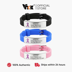 Pulseira De Identificação Médica Alzheimer Personalizada Gratuita Vnox Para Etiqueta De Aço Inoxidável Com Silicone Idos