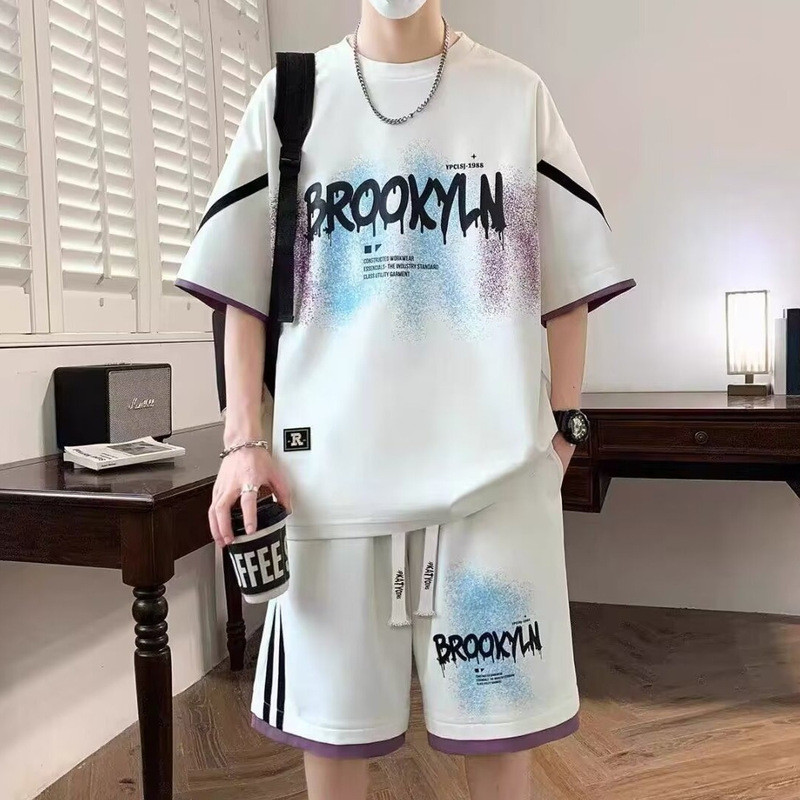 Roupas masculinas de tamanho grande 50-140kg camisa de manga curta de seda gelo masculina juventude roupas de verão boni