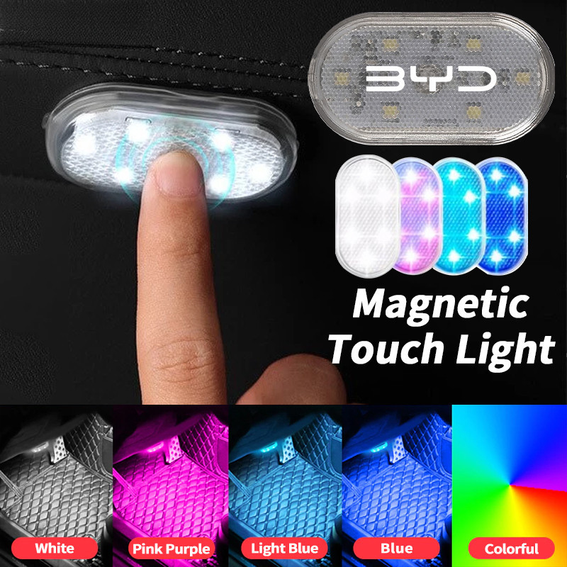 Luz LED para Carro BYD, Mini Luzes de Toque, Lâmpada de Leitura Magnética para Interior, Decoração Noturna