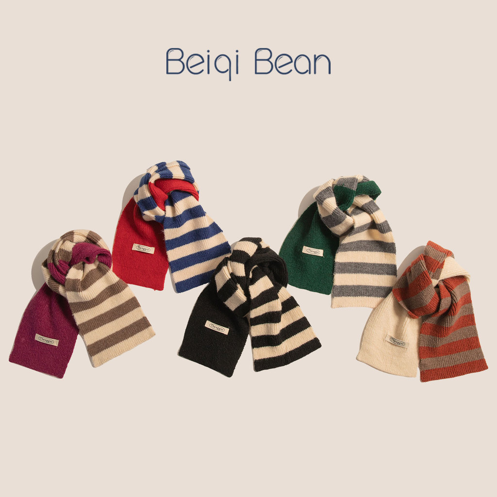 Outono inverno versão coreana crianças listrado cachecol de malha masculino feminino bebê quente pescoço proteção moda e