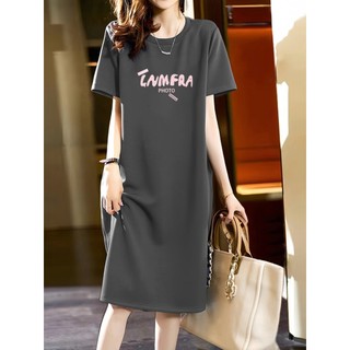 Verão de manga curta novo estilo puro algodão camisola feminina bonito versão coreana vestido de comprimento médio Plus 