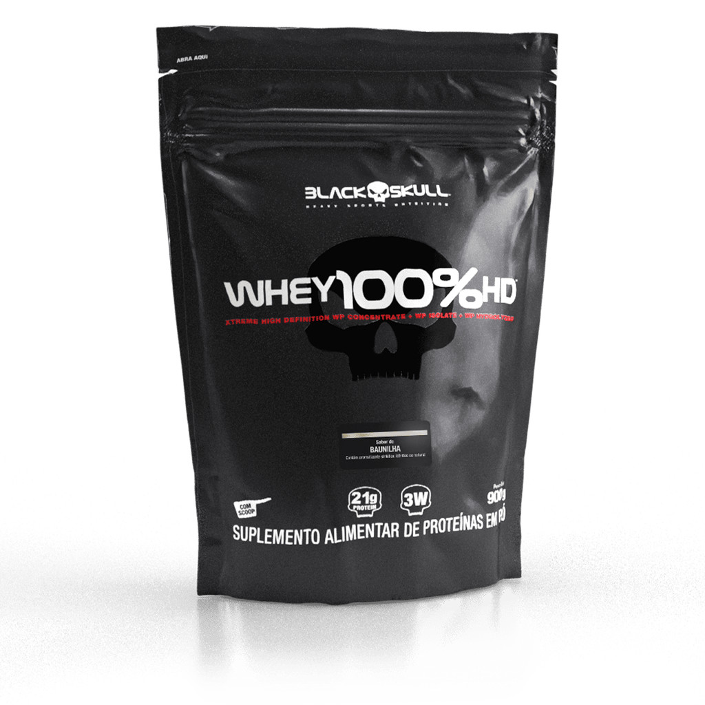 Whey 100% HD (WPC, WPI E WPH) - Refil 900g - Black Skull