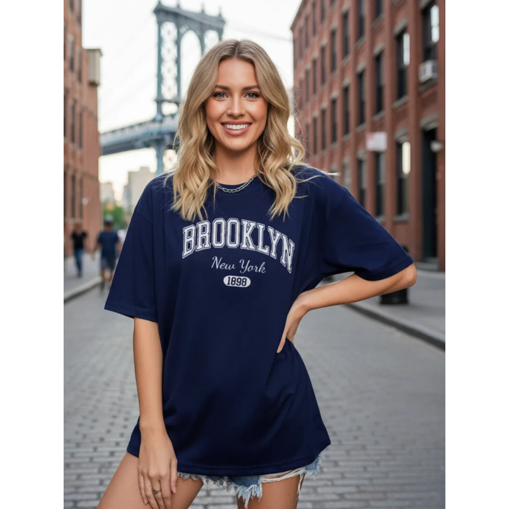 Camisa Unissex Plus Size P Ao G5 New York Oversized Streetwear Brooklyn Lançamento Camiseta 100% Algodão 30.1