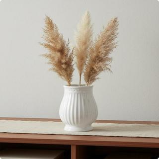 [Fineblue] Vaso Branco De Cerâmica Minimalista Para Sala De Estar , Armário De Tv , Mesa