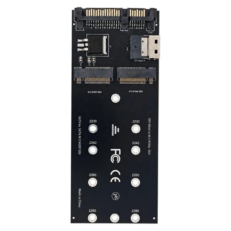 NOVA Placa Adaptadora SFF‑8654 4i para Dual M.2 para SSD NVMe M.2 2230‑2280 + Conversor de SSD M.2 SATA NGFF para Armaze
