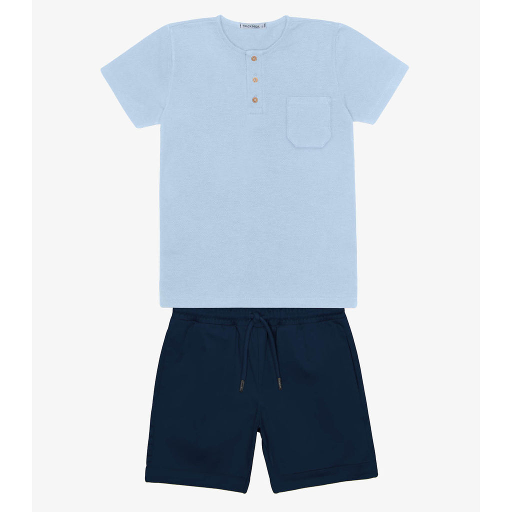 Conjunto Infantil Camiseta Com Bermuda Trick Nick Azul