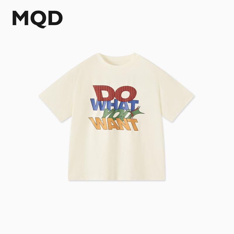 MQD roupas infantis menino grande em torno do pescoço camiseta 24 verão novo estilo infantil na moda legal Casual letras